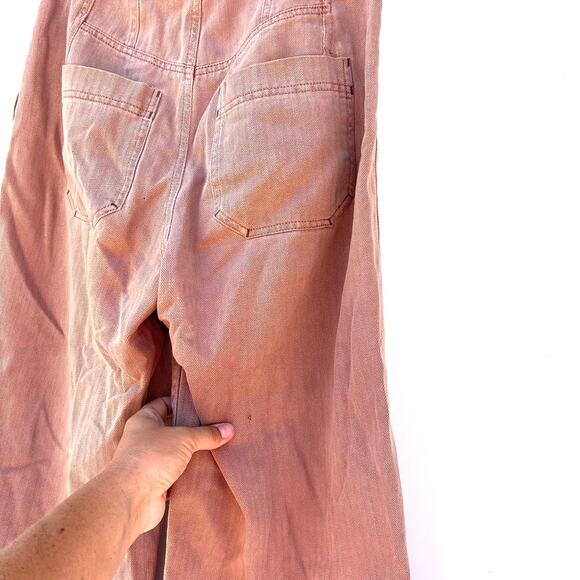 Free People Clean Mod Utility Crop Pants Mauve 4 Cotton Wide Leg High Waisted - Picture 8 of 8
